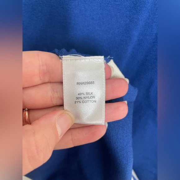 Pendleton silk blend cobalt blue cardigan blouse two piece set | 1X - Picture 9 of 16